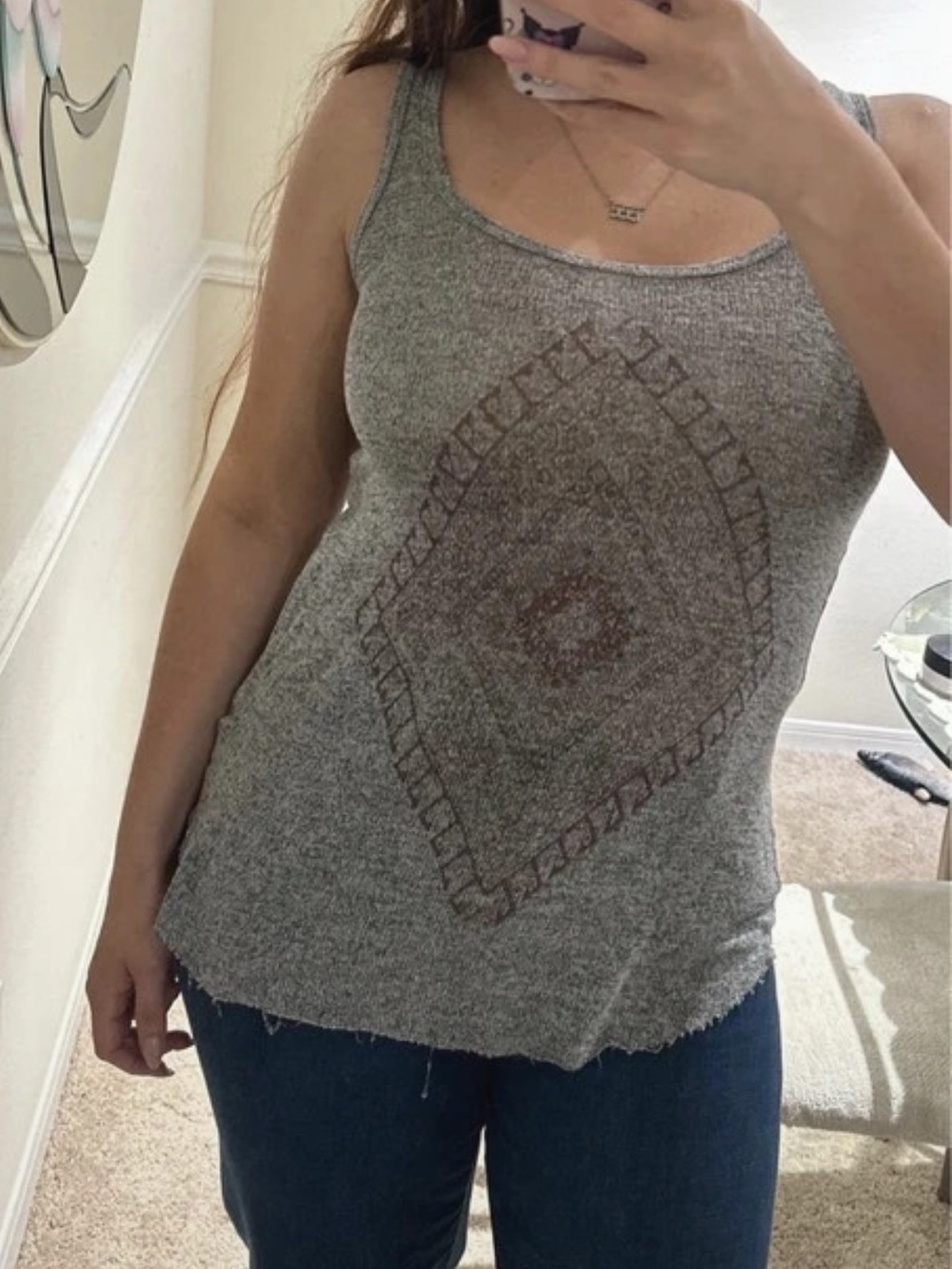 Project Social T Grey Graphic Knit Tank Top
